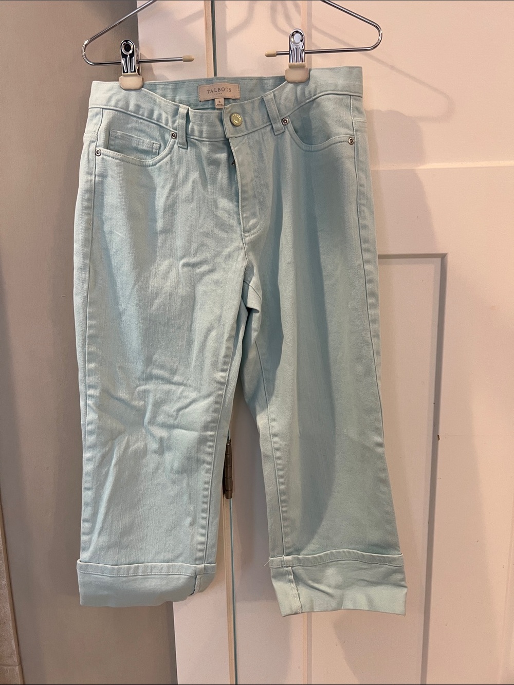 Talbots Mint Green Cropped Cuffed Jeans